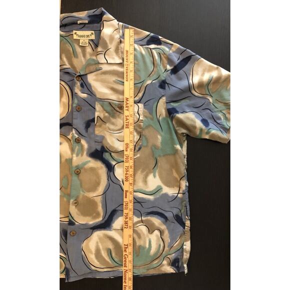 Paradise Coves 100% Silk Hawaiian Loop Button Mens Shirt XL 7050 - Picture 7 of 7